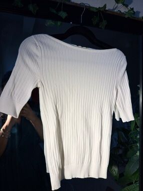 Worth Cream Ribbed Short-Sleeve Tank Top